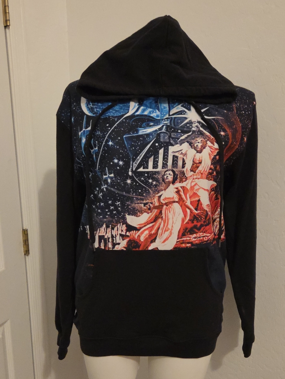 Star Wars Black Zip-Up Sweatshirt with Dramatic Space Graphic